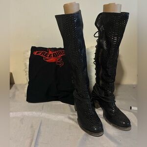 Freebird Coal Black Snake Leather Boots